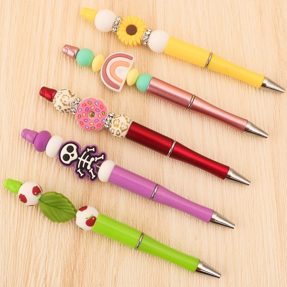 Kovict 5Pcs Ballpoint Pen DIY Bead Pen Plastic Beading School Office Writing Supplies Stationery Wedding Gift