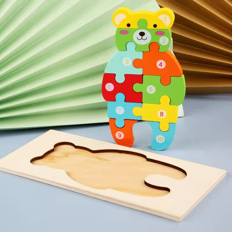 Montessori Wooden Toddler Puzzles for Kids Montessori Toys for Toddlers 2 3 4 5 Years Old Top 3D Puzzle Educational Dinosaur Toy