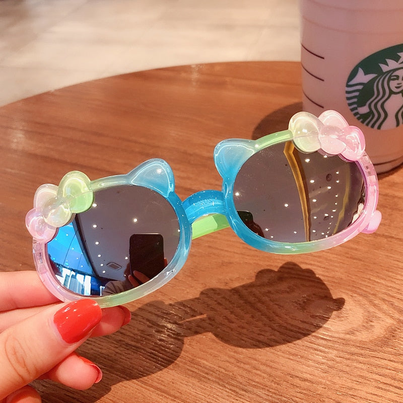 2022 Boy Girl Cute Cartoon Bear Shape Fashion Round Sunglasses Children Vintage Sunglasses UV Protection Classic Kids Eyewear