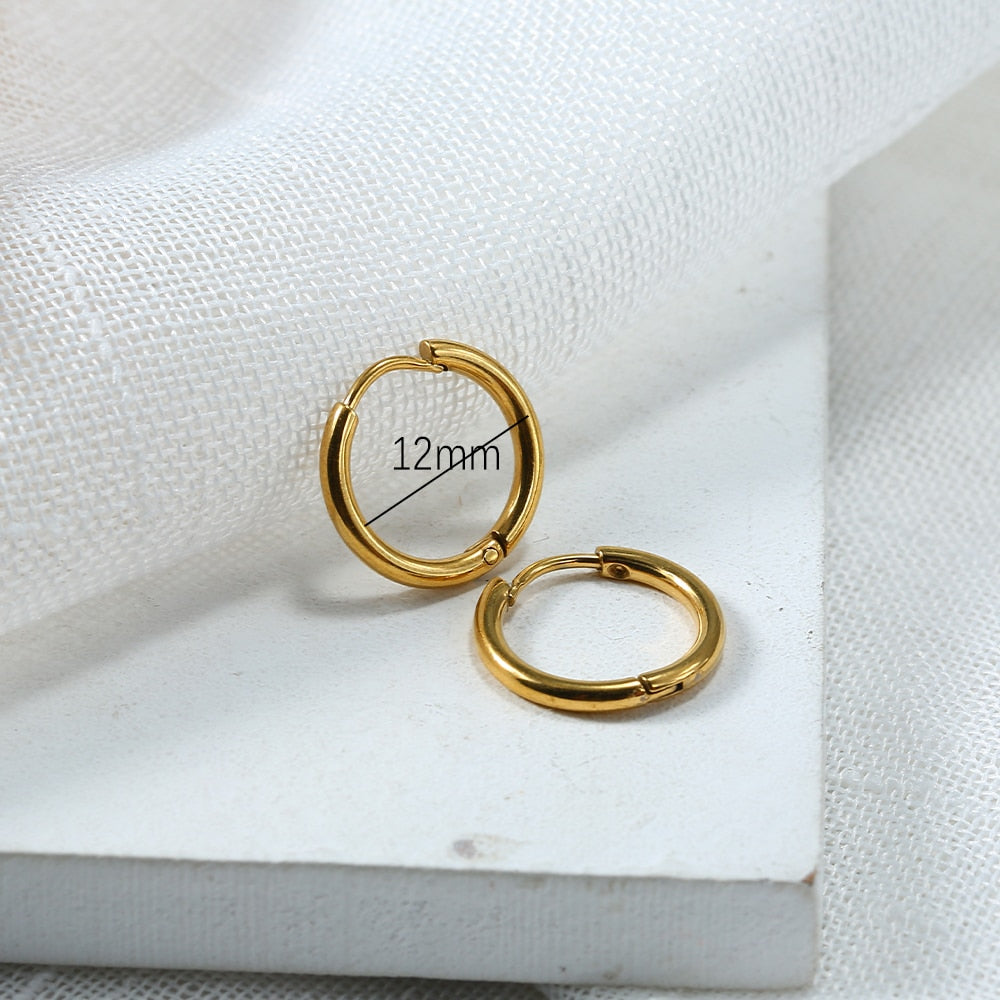 Stainless Steel Hoop Earrings For Women Men Small Gold Color Earring Korea Cartilage Piercing Classic Jewelry Accessories Gifts