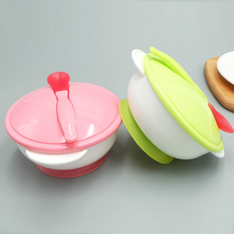 Temperature Sensing Feeding Spoon Child Tableware Food Bowl Learning Dishes Service Plate/Tray Suction Cup Baby Dinnerware Set