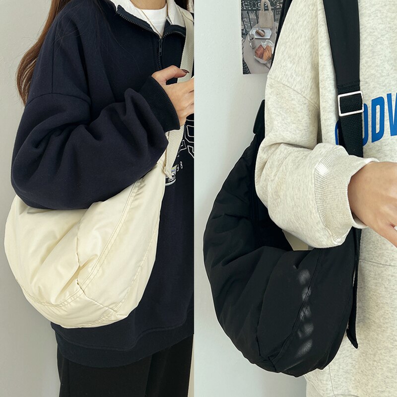 Down Cotton Dumpling Bags Women Large-Capacity Crossbody Bags Ladies Solid Color Shoulder Handbags Fashion Underarm Crossbody