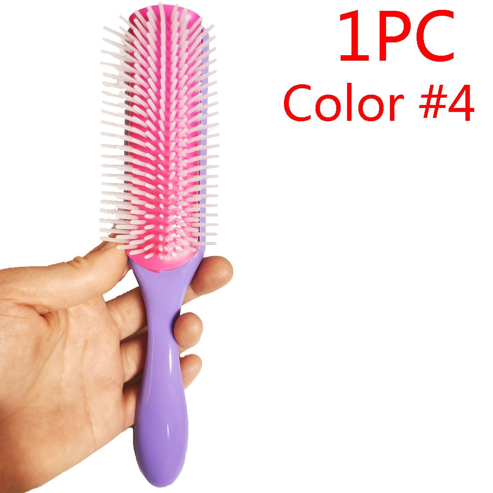 4 Color 9-Rows Denman Brush Women Detangling Styling Hairbrush Scalp Massager Salon Hairdressing Straight Curly Wet 4c Hair Comb