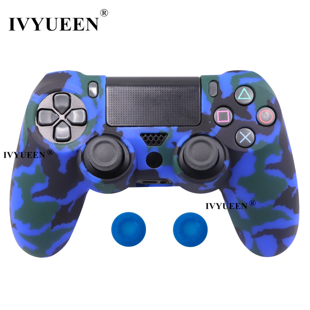 IVYUEEN 19 Colors Silicone Camo Protective Skin Case for Sony Dualshock 4 PS4 DS4 Pro Slim Controller Thumb Grips Joystick Caps