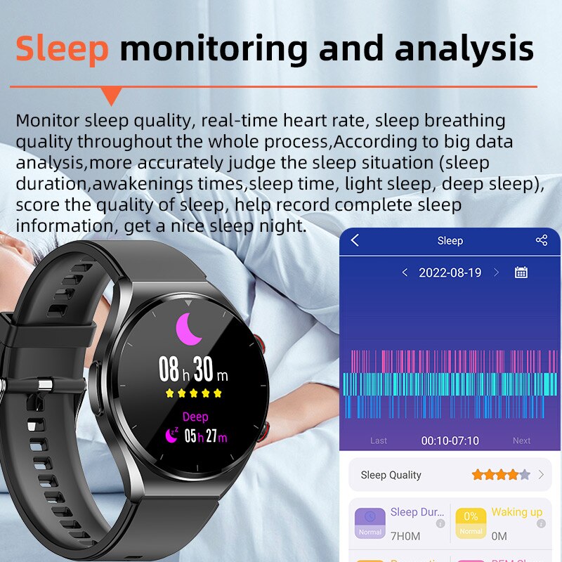 2023 New Non-Invasive Blood Glucose Smart Watch Men Full Touch Screen Sport Fitness Watches Bluetooth For Android ios Smartwatch