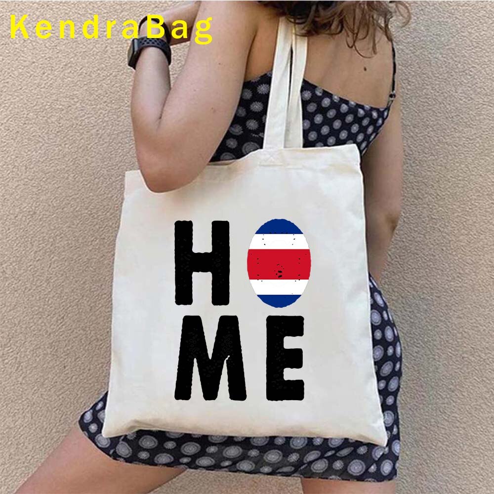 Vintage Arms of Costa Rica Country Map Flag San Jose Girl Soccer Gift Sunset Love Heart Shopper Canvas Tote Bag Shopping Handbag