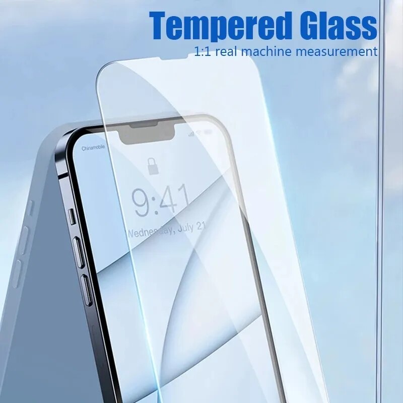 5Pcs Protective Glass for iPhone 14 13 12 11 Pro Max Mini 7 8 Plus Screen Protector for iPhone 15 PRO XS MAX X XR Tempered Glass