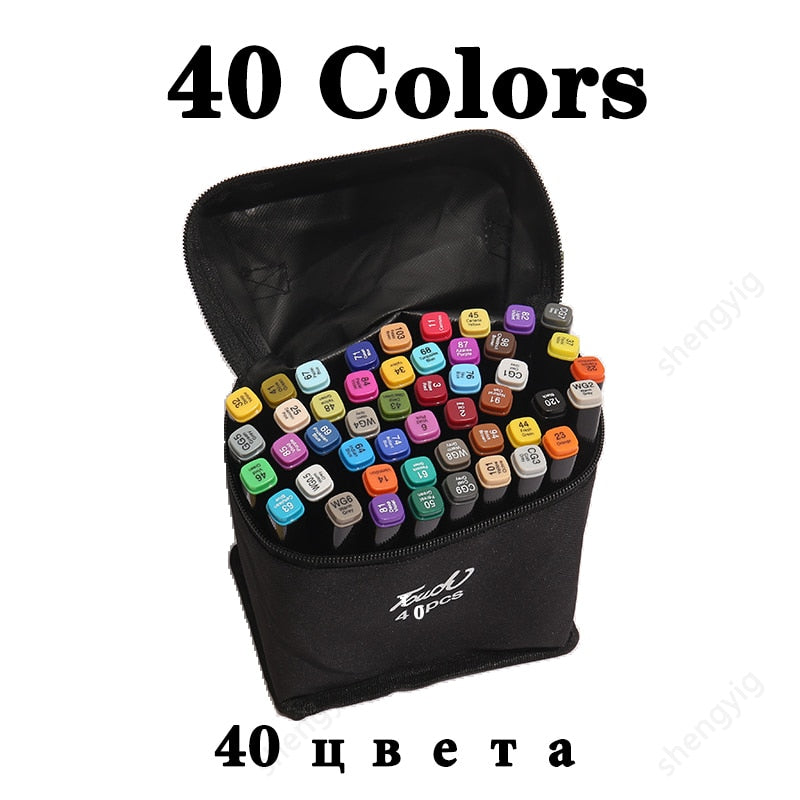 30/60/80/168 Colour Double Headed Oily Marker Set Sketch Drawing Graffiti Art Markers for Student School Supplies Stationery