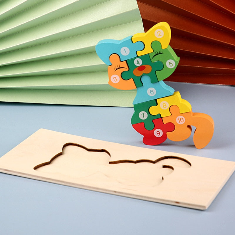 Montessori Wooden Toddler Puzzles for Kids Montessori Toys for Toddlers 2 3 4 5 Years Old Top 3D Puzzle Educational Dinosaur Toy