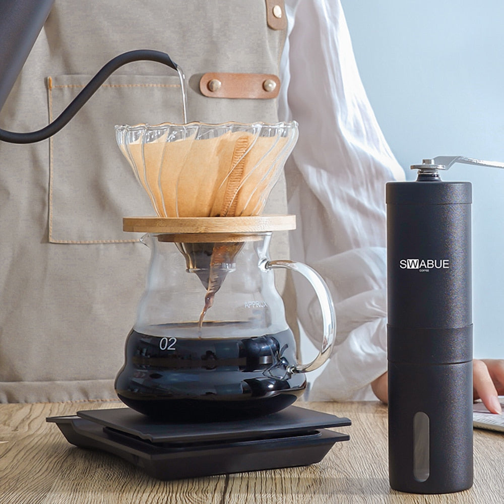 Coffee Set Coffee Accessories Manual Grinder Mill Glass Pot with Filter Dripper Gooseneck Kettle Specialized Barista Kit