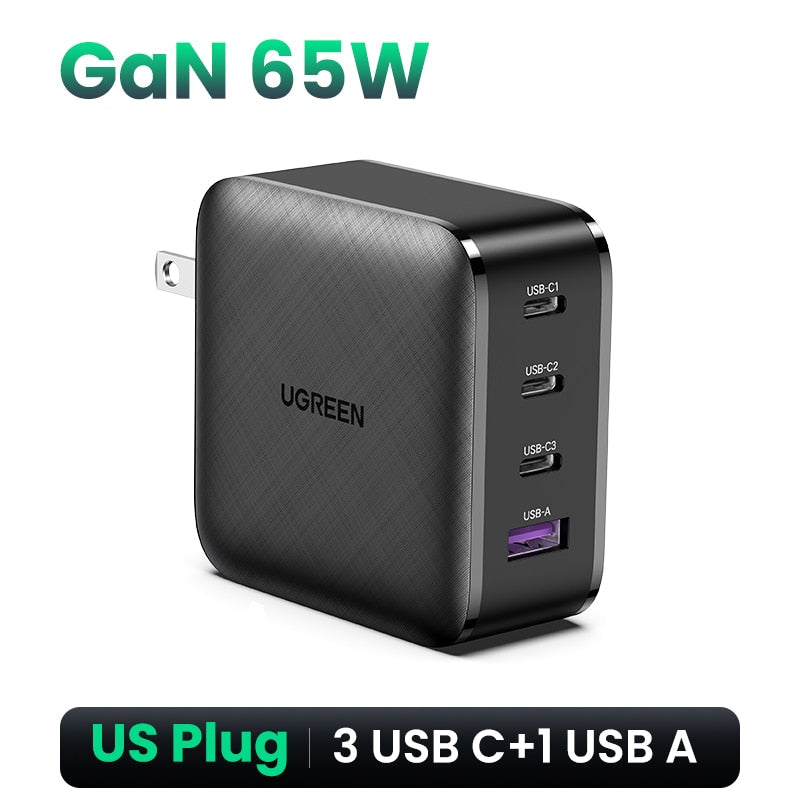 UGREEN 65W GaN Charger Quick Charge 4.0 3.0 Type C PD USB Charger with QC 4.0 3.0 Fast Charger for iPhone 14 13 12 Xiaomi Laptop