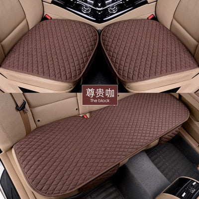 Flax Car Seat Cover Front Rear Back Linen Fabric Cushion Summer Breathable Protector Mat Pad Vehicle Auto Accessories Universal