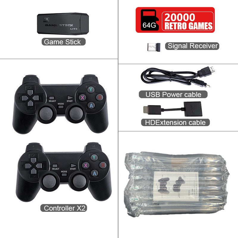 Video Game Console 2.4G Double Wireless Controller Game Stick 4K 20000 Games 64 32GB Retro Games for TV Boy Christmas Gift