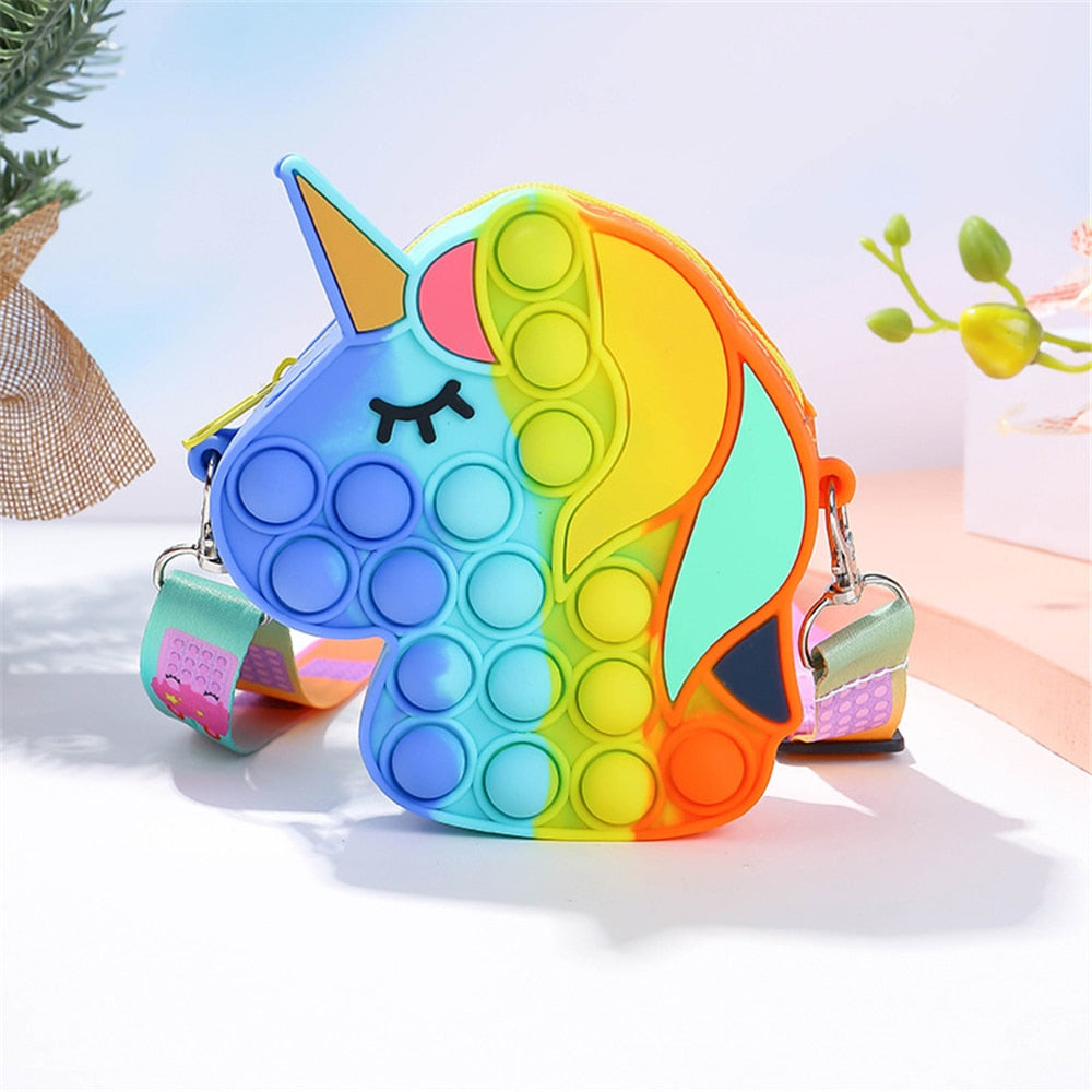 37 styles Fidget Toys Silicone Push Bubble Crossbody Bag Sensory Reliver Autism Adults Kids Handbag Squeeze Toys for Kids gifts