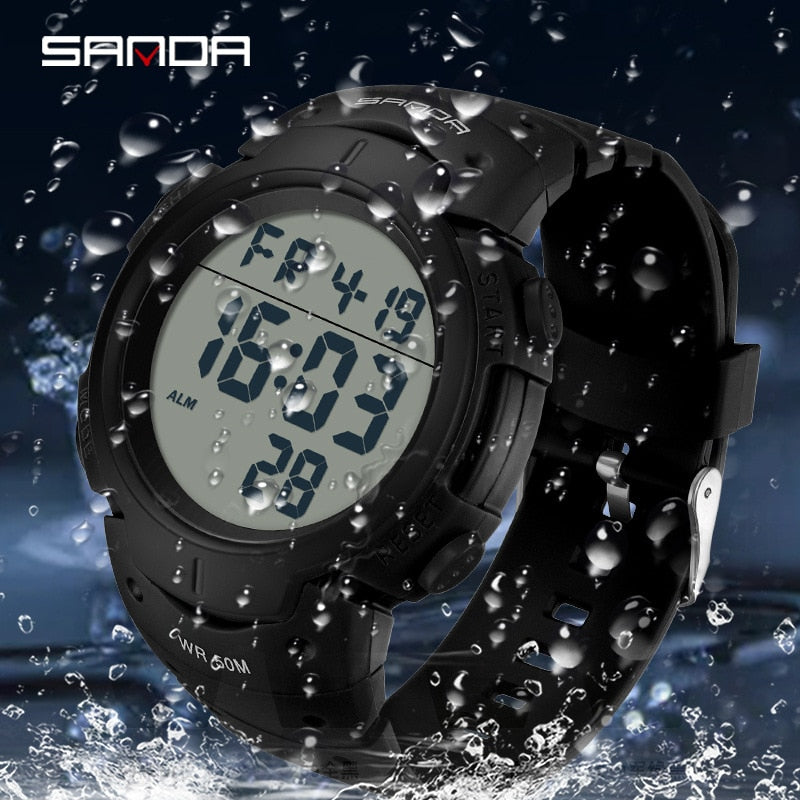 Sanda 269 New Arrival Trendy Design Silincone Strap Digital Movement Alarm Mode Countdown Sport Men Clock Fashion Stop Watch