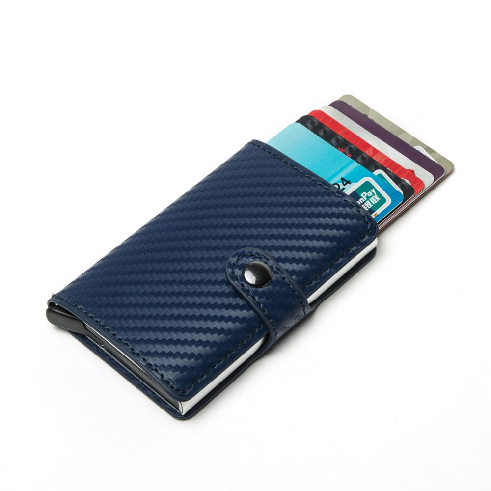 Custom Card Holder Anti-theft Carbon Fiber Wallet Men Credit Card Holder Zipper Coins Pocket Wallet RFID Card Case & Money Clips