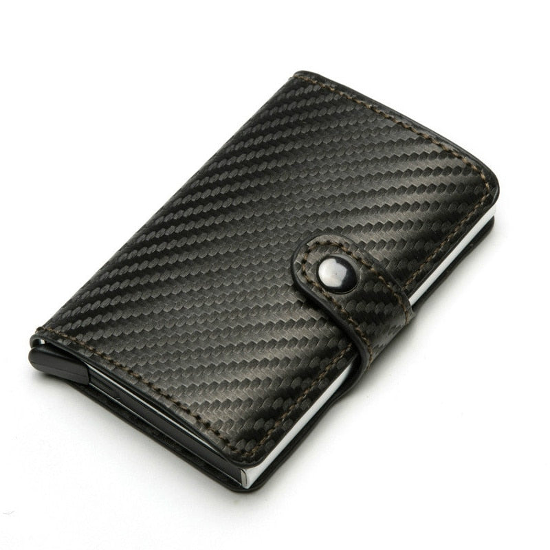 Custom Card Holder Anti-theft Carbon Fiber Wallet Men Credit Card Holder Zipper Coins Pocket Wallet RFID Card Case & Money Clips