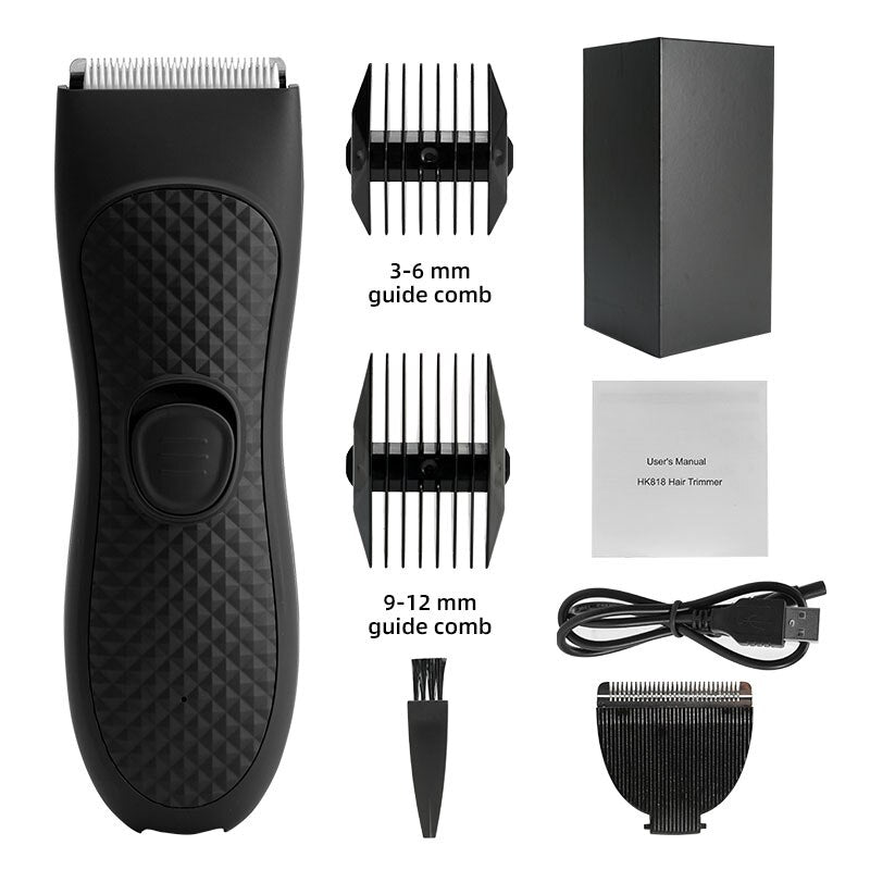 Men's Electric Groin Hair Trimmer Pubic Hair Removal Intimate Areas Body Grooming Clipper Epilator Rechargeable Shaver Razor