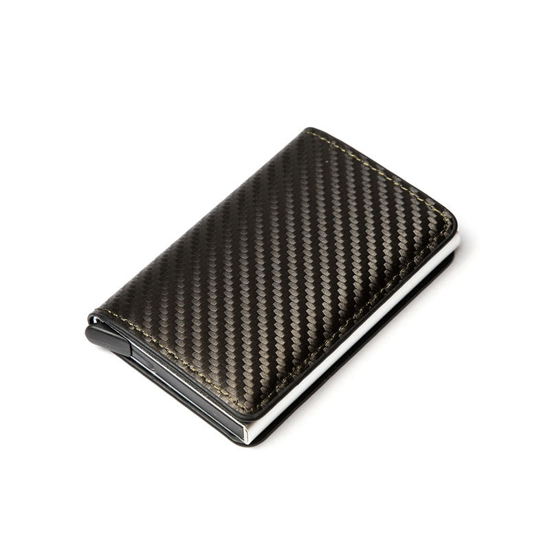 Custom Card Holder Anti-theft Carbon Fiber Wallet Men Credit Card Holder Zipper Coins Pocket Wallet RFID Card Case & Money Clips