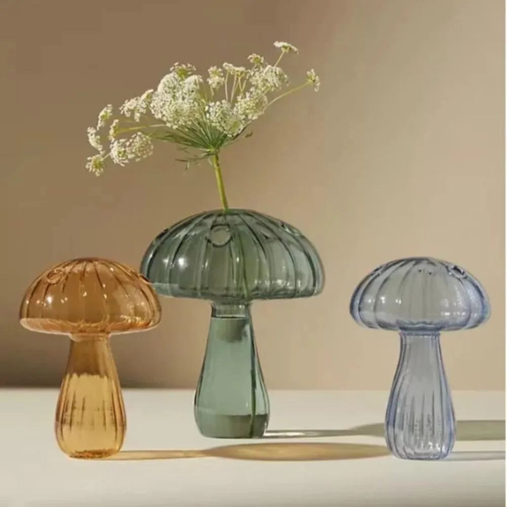 This charming one-piece mushroom shaped glass vase is more than just a flower container