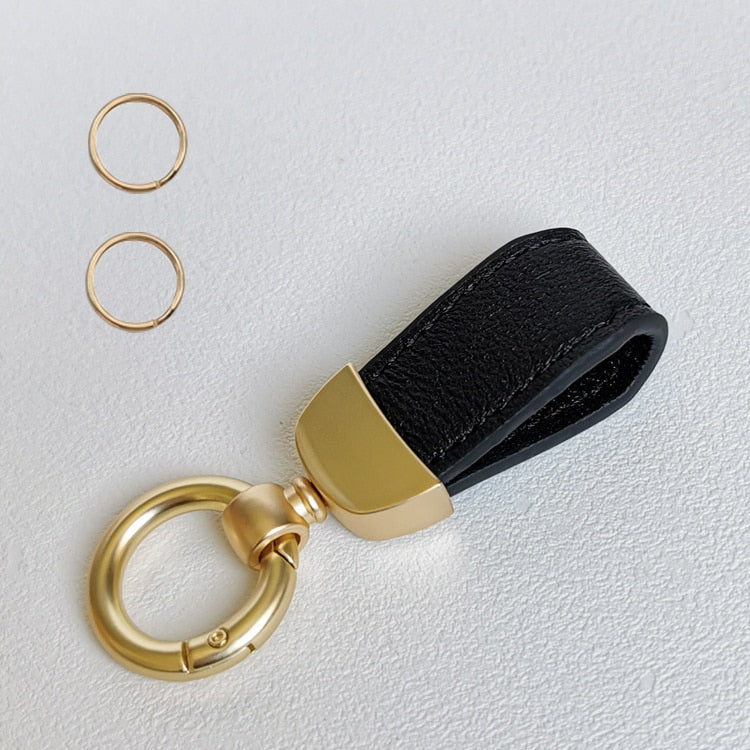 Custom Letters French Sheepskin Car Key Chain Women Delicate Leather Pendant High-end Keychain Lovely Leather Rope Key Holder