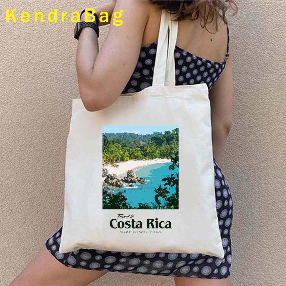 Vintage Arms of Costa Rica Country Map Flag San Jose Girl Soccer Gift Sunset Love Heart Shopper Canvas Tote Bag Shopping Handbag