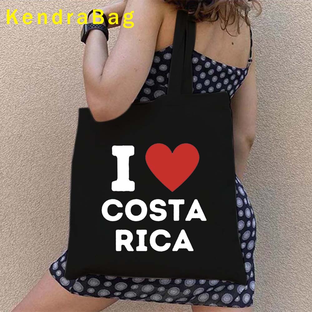 Vintage Arms of Costa Rica Country Map Flag San Jose Girl Soccer Gift Sunset Love Heart Shopper Canvas Tote Bag Shopping Handbag