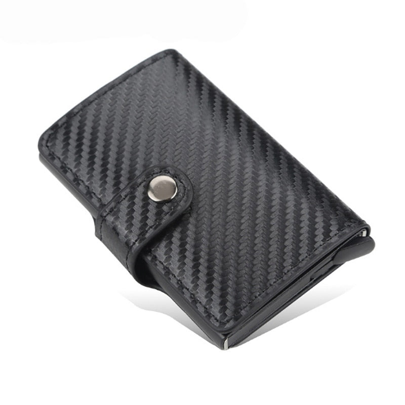 Custom Card Holder Anti-theft Carbon Fiber Wallet Men Credit Card Holder Zipper Coins Pocket Wallet RFID Card Case & Money Clips