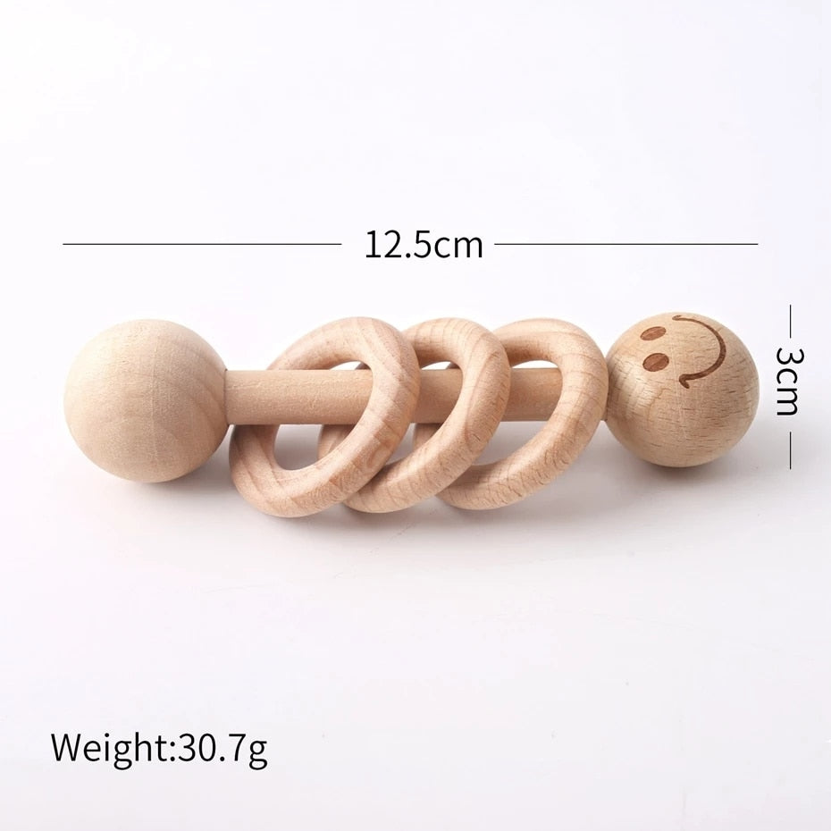 1Set Baby Toys Music Rattle Wood Crochet Bead Bracelet Wooden Rodent Chew Play Gym Montessori Baby Teether Products Newborn Gift