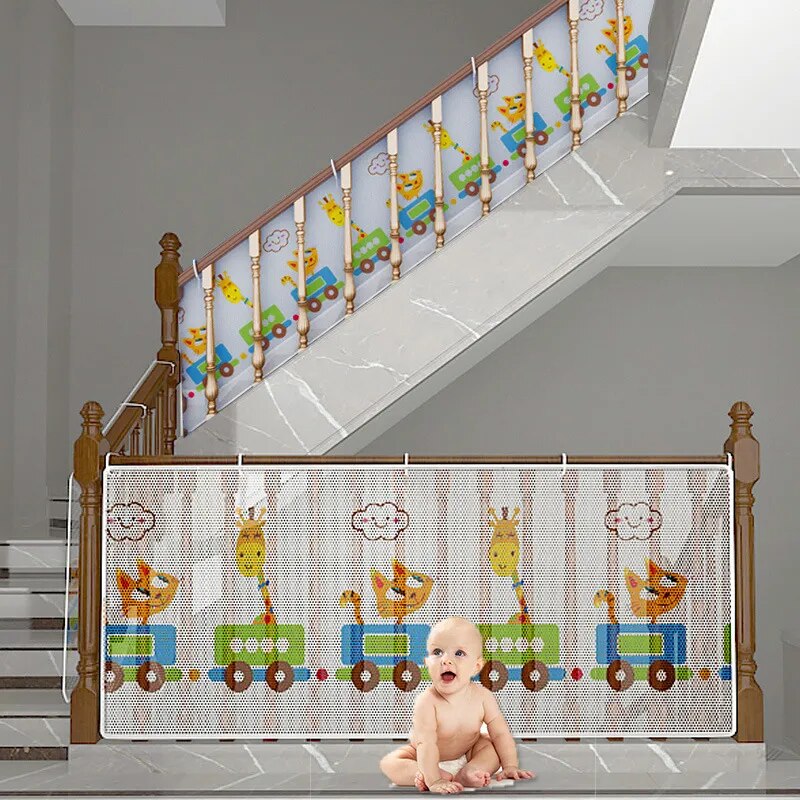 Durable Baby Safety Barrier Stair Fence Child Safety Barrier Cartoon Stair Children Protection Net Balcony Baby Safety Barrier