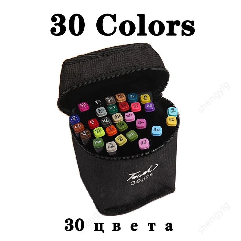 30/60/80/168 Colour Double Headed Oily Marker Set Sketch Drawing Graffiti Art Markers for Student School Supplies Stationery