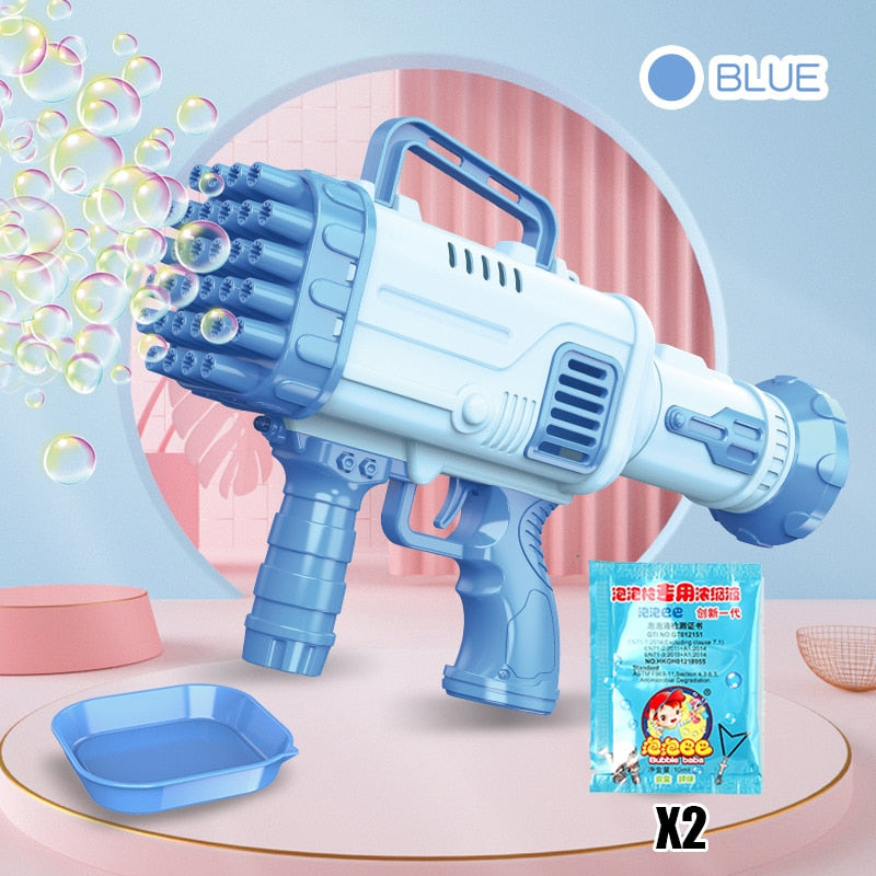 Bubble Gun Kids Toys Rocket 69 Holes Soap Bubbles Machine Gun Shape Automatic Blower With Light Pomperos Outdoor Toy Gifts Party