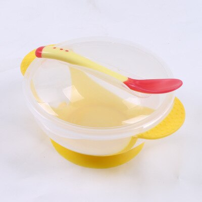 Temperature Sensing Feeding Spoon Child Tableware Food Bowl Learning Dishes Service Plate/Tray Suction Cup Baby Dinnerware Set