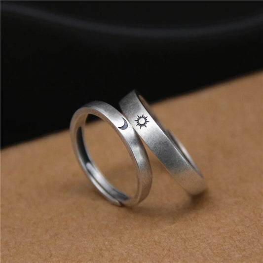 Sun Moon Couple Rings Set Open Adjustable Ring Eachother Lovers Minimalist ring gift Engagement Wedding Rings Bride Jewlery