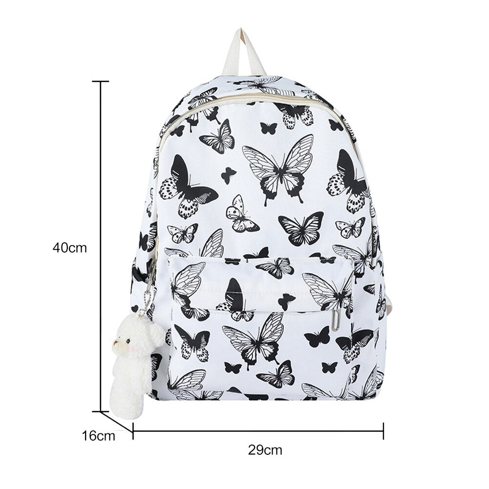 Women Backpack Graffiti Butterfly Cow Printing Backpacks Travel Rucksacks Casual Ladies Large Capacity Student School Bags