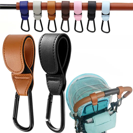 This comfortable and stylish PU leather stroller hook is the perfect solution