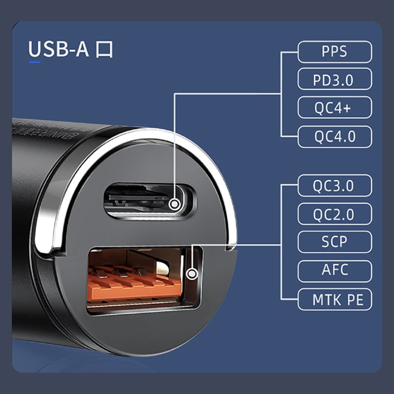 100W mini car charger, fast charging lighter for phone