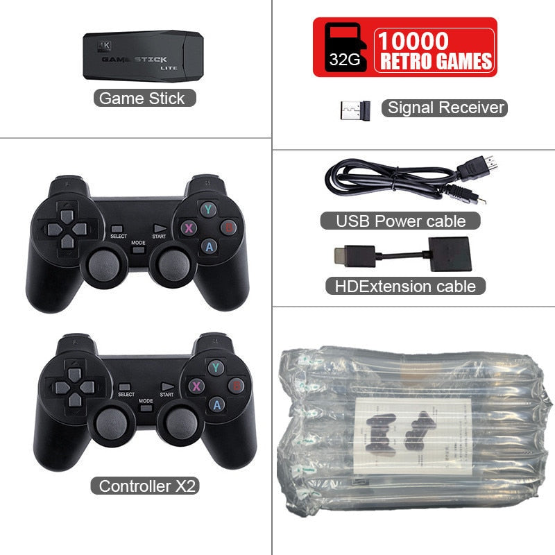 Video Game Console 2.4G Double Wireless Controller Game Stick 4K 20000 Games 64 32GB Retro Games for TV Boy Christmas Gift