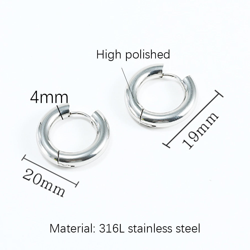 Stainless Steel Hoop Earrings For Women Men Small Gold Color Earring Korea Cartilage Piercing Classic Jewelry Accessories Gifts