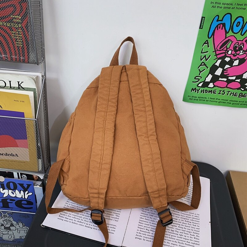 Ladies Canvas Vintage Girl Leisure Drawstring Book Bag Female Brown Laptop College Backpack Women Travel School Bag Fashion Cool