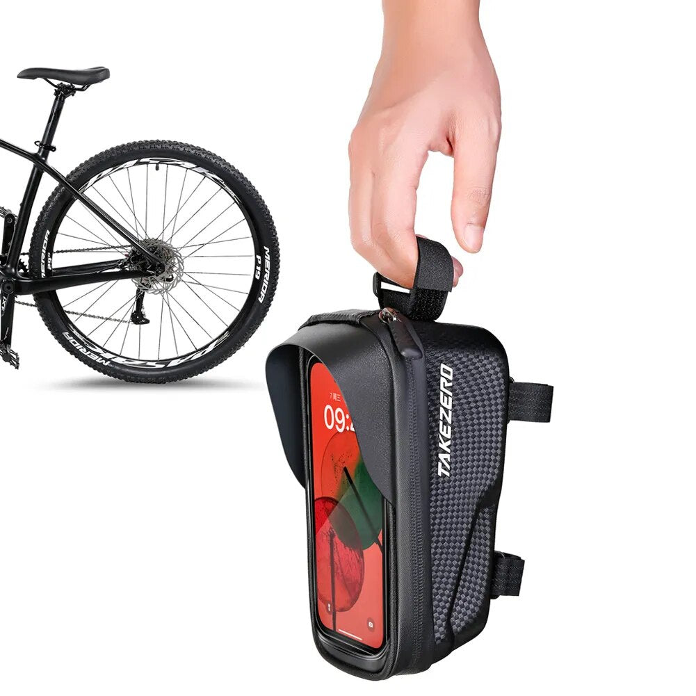 Bicycle Front Frame Bag Touch Screen Waterproof Phone Case Holder Upper Tube Pannier Storage Pouch MTB Road Bike Bag Accessories