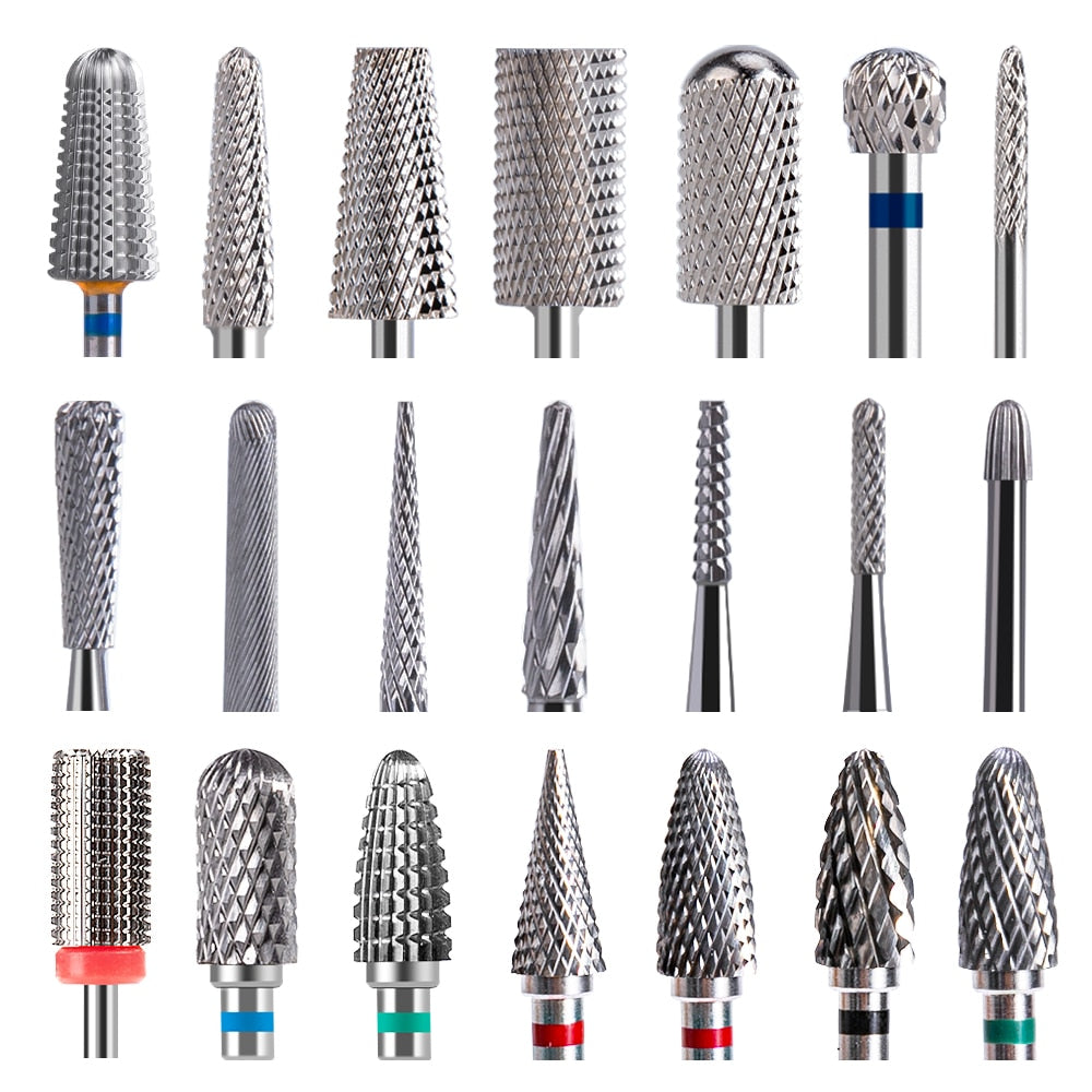 Ceramic Tungsten Carbide Nail Drill Bit Rotate Burr Milling Nail Cutter Bits Electric Drill Machine For Manicure Pedicure Tools