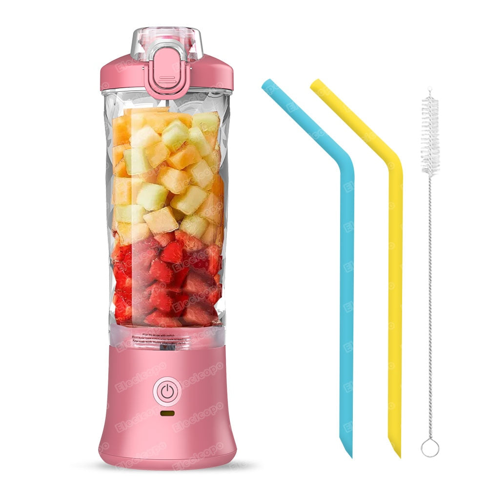 Portable Electric Juicer Fruit Mixers 600ML Blender with 4000mAh USB Rechargeable Smoothie Mini Blender Multifunction Machine