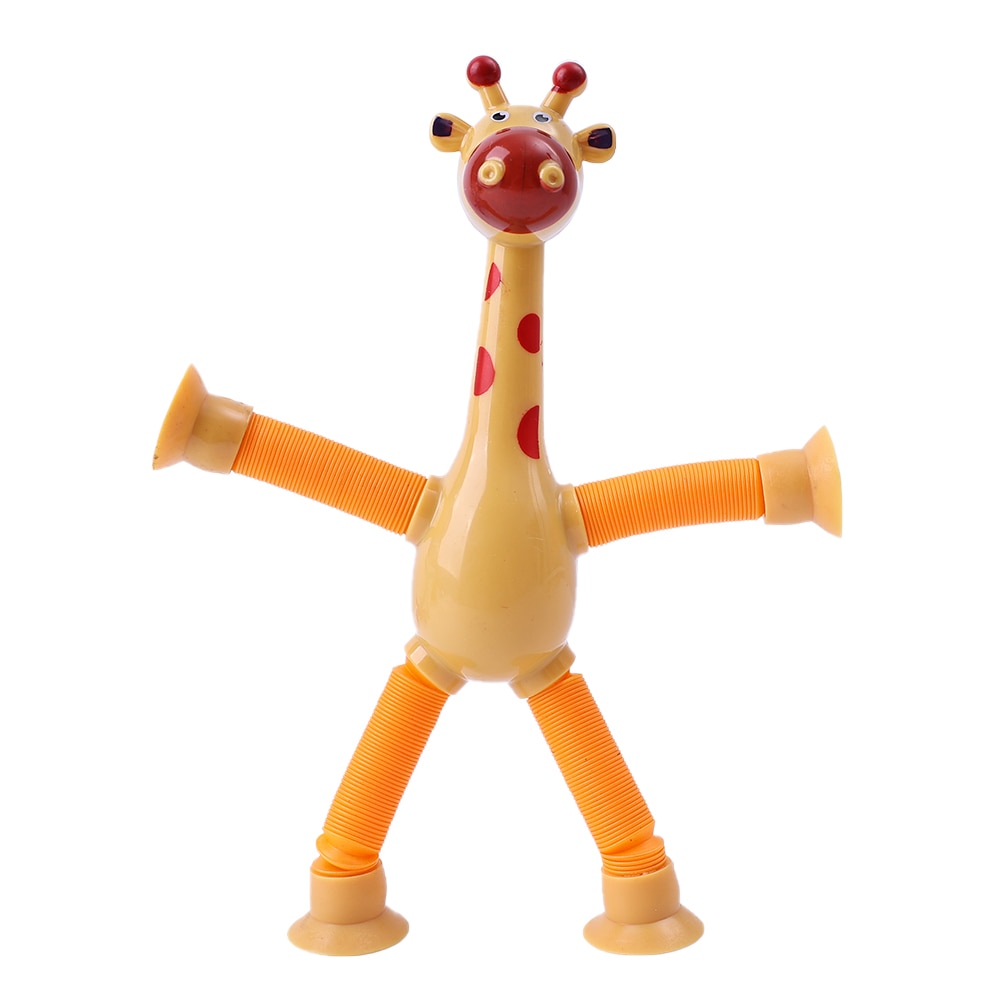 Children Suction Cup Giraffe Toys Pop Tubes Stress Relief Telescopic Giraffe Toy Sensory Bellows Toys Anti-stress Squeeze Toy