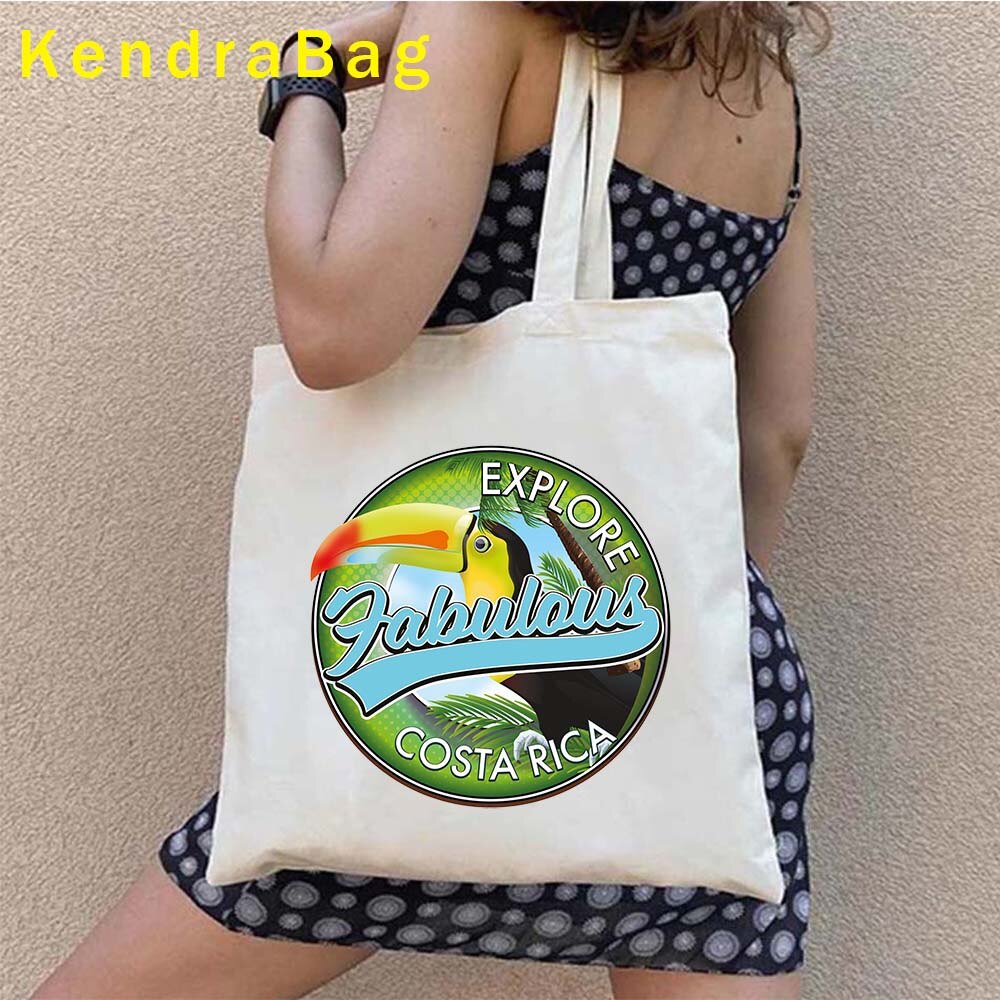 Vintage Arms of Costa Rica Country Map Flag San Jose Girl Soccer Gift Sunset Love Heart Shopper Canvas Tote Bag Shopping Handbag