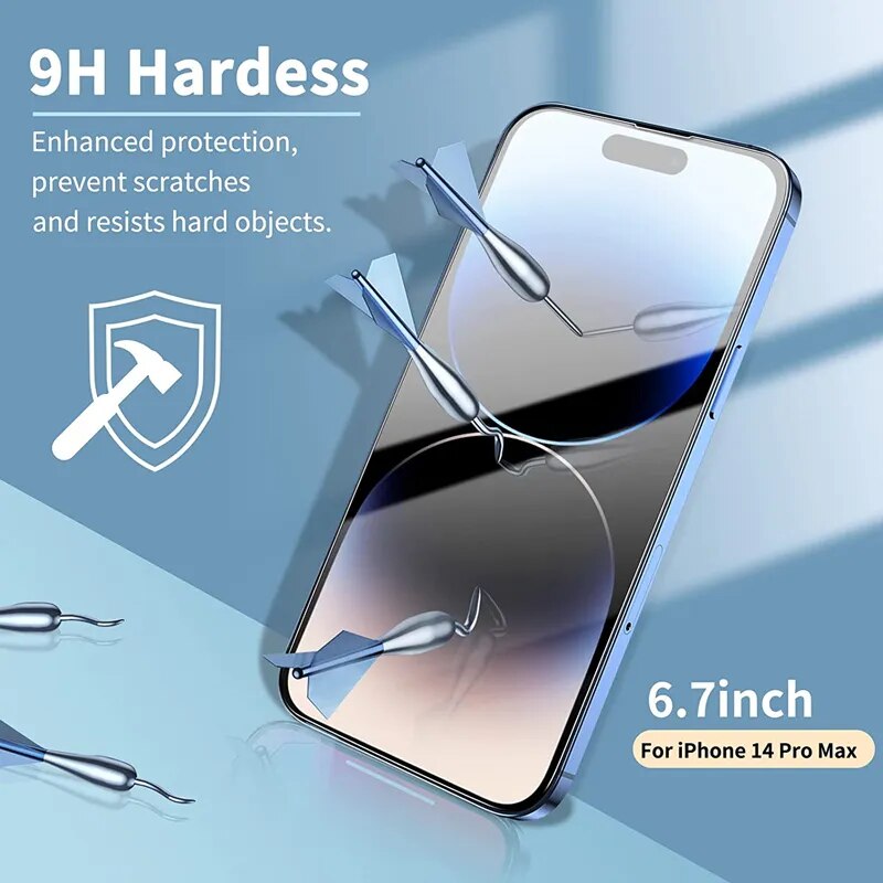 6Pcs Full Cover Tempered Glass On For IPhone 14 13 12 11 15 Pro Max Screen Protector IPhone 15 14 Pro Max Plus Protective Glass