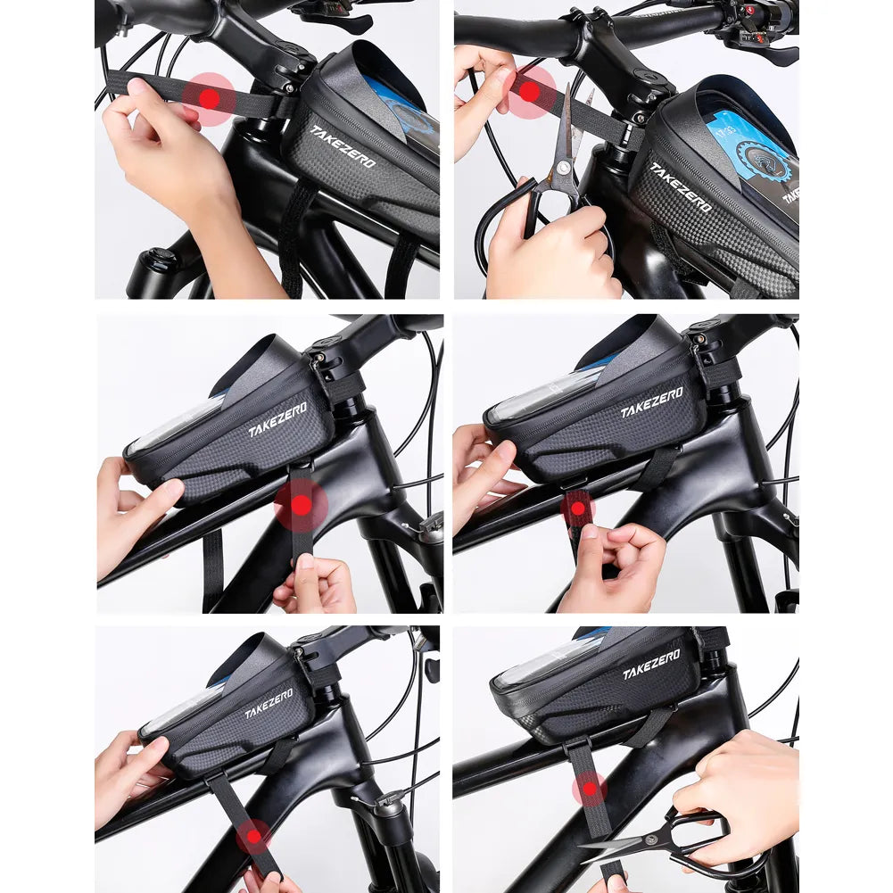 Bicycle Front Frame Bag Touch Screen Waterproof Phone Case Holder Upper Tube Pannier Storage Pouch MTB Road Bike Bag Accessories