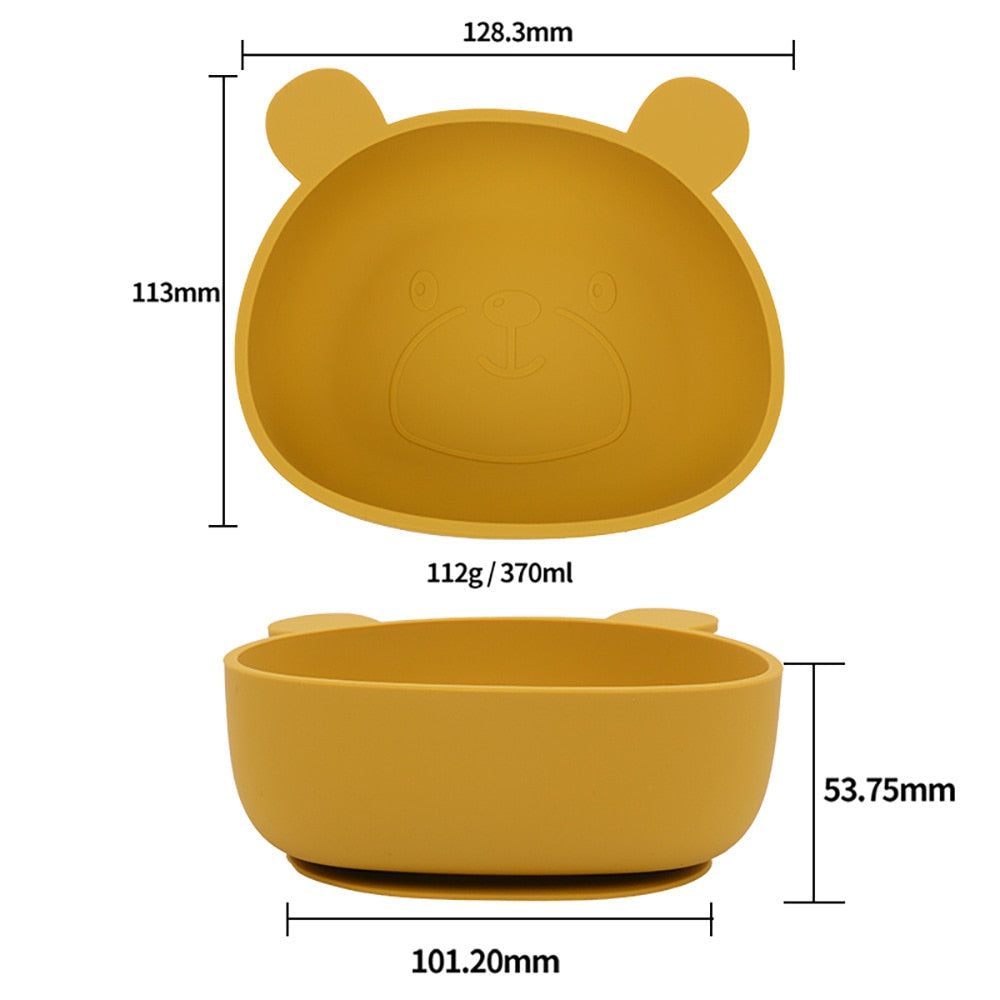 Silicone Baby Feeding Bowl Bear Tableware Waterproof Spoon Non-Slip Crockery BPA Free Silicone Dishes for Baby Bowl Baby Plate