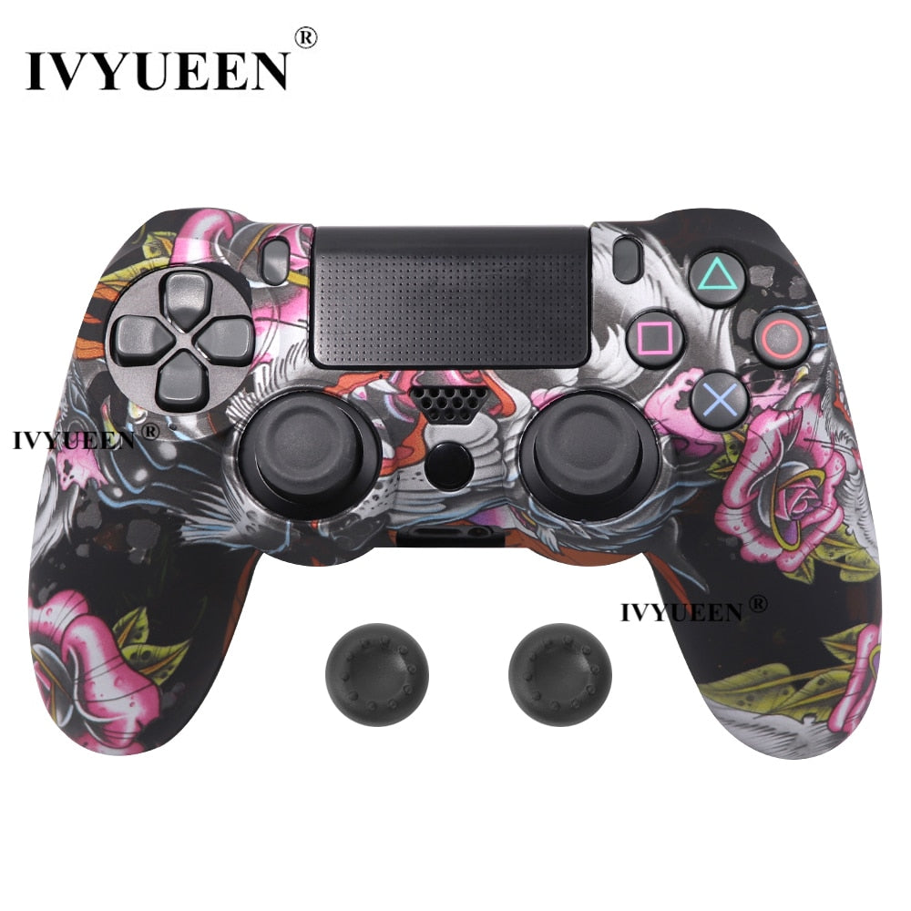 IVYUEEN 19 Colors Silicone Camo Protective Skin Case for Sony Dualshock 4 PS4 DS4 Pro Slim Controller Thumb Grips Joystick Caps