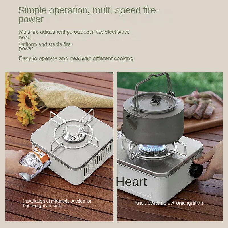 Camping Cooking Set Titanium Gas Stove Strong Trips Folding Burner Grill Outdoor Super Light Travel Supplies Cooking Utensils